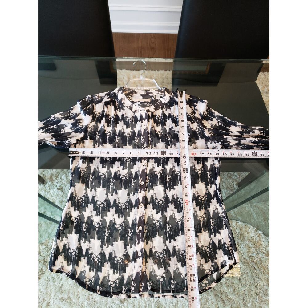 Women's Banana Republic Black & White Sheer Blouse Size 6 Pullover - Picture 10 of 11